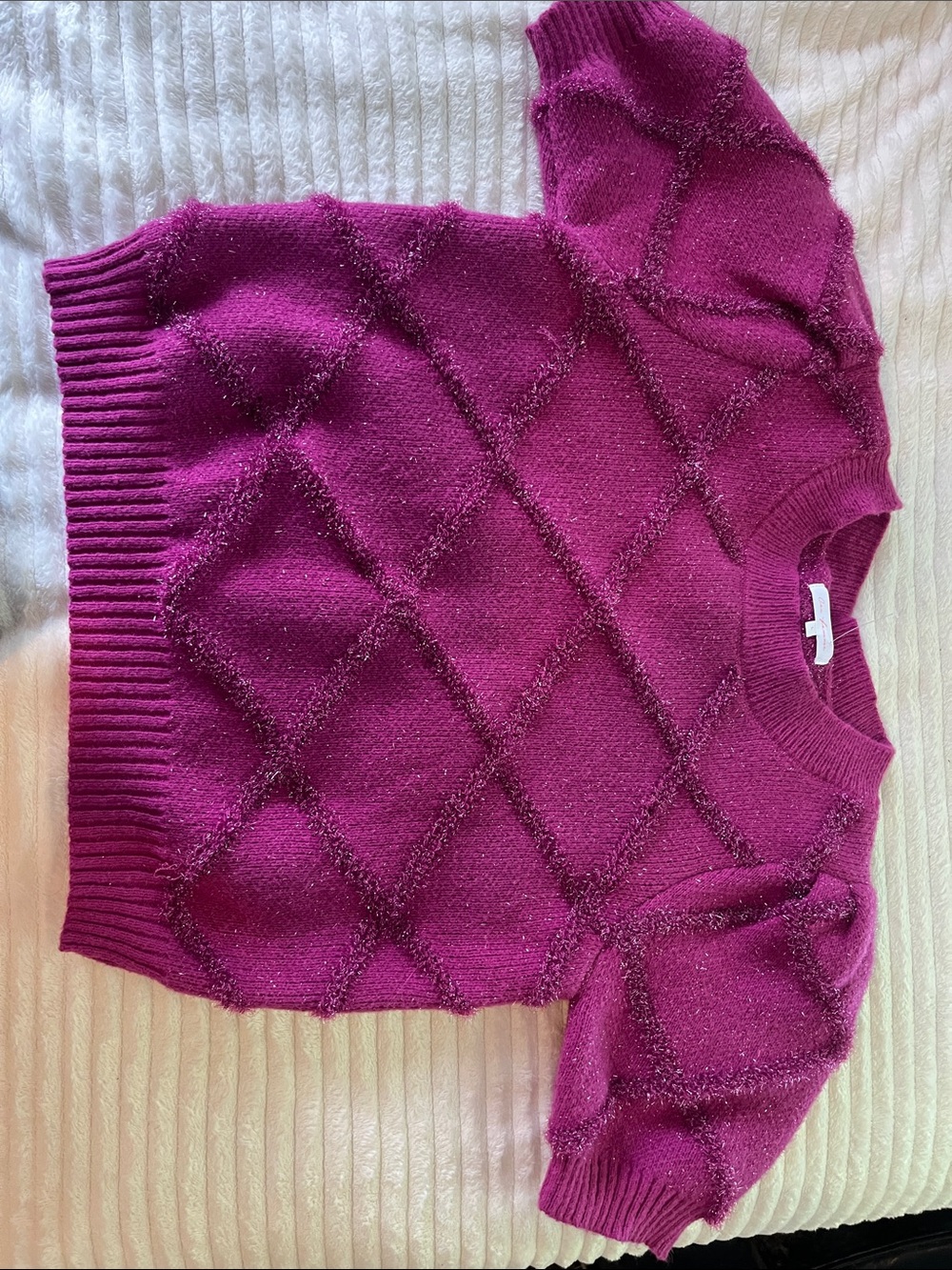 Ces Femme Textured Diamond Knit Sweater - Fuchsia